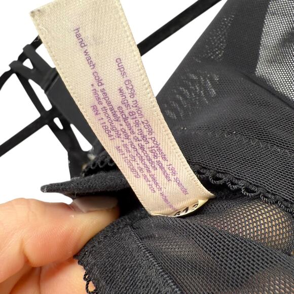 Cacique Bra Size 38F Purple Black Lace Underwired Strappy Sexy Back Closure Bra - Picture 9 of 10